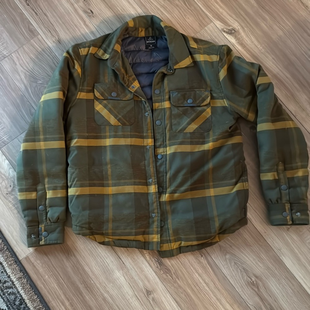 Men Prana Insulated Down Flannel Jacket - Size Medium